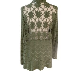 Boho Chic Crochet Open Knit Cardigan 14/16 Festival Hippie Chic Waterfall Duster